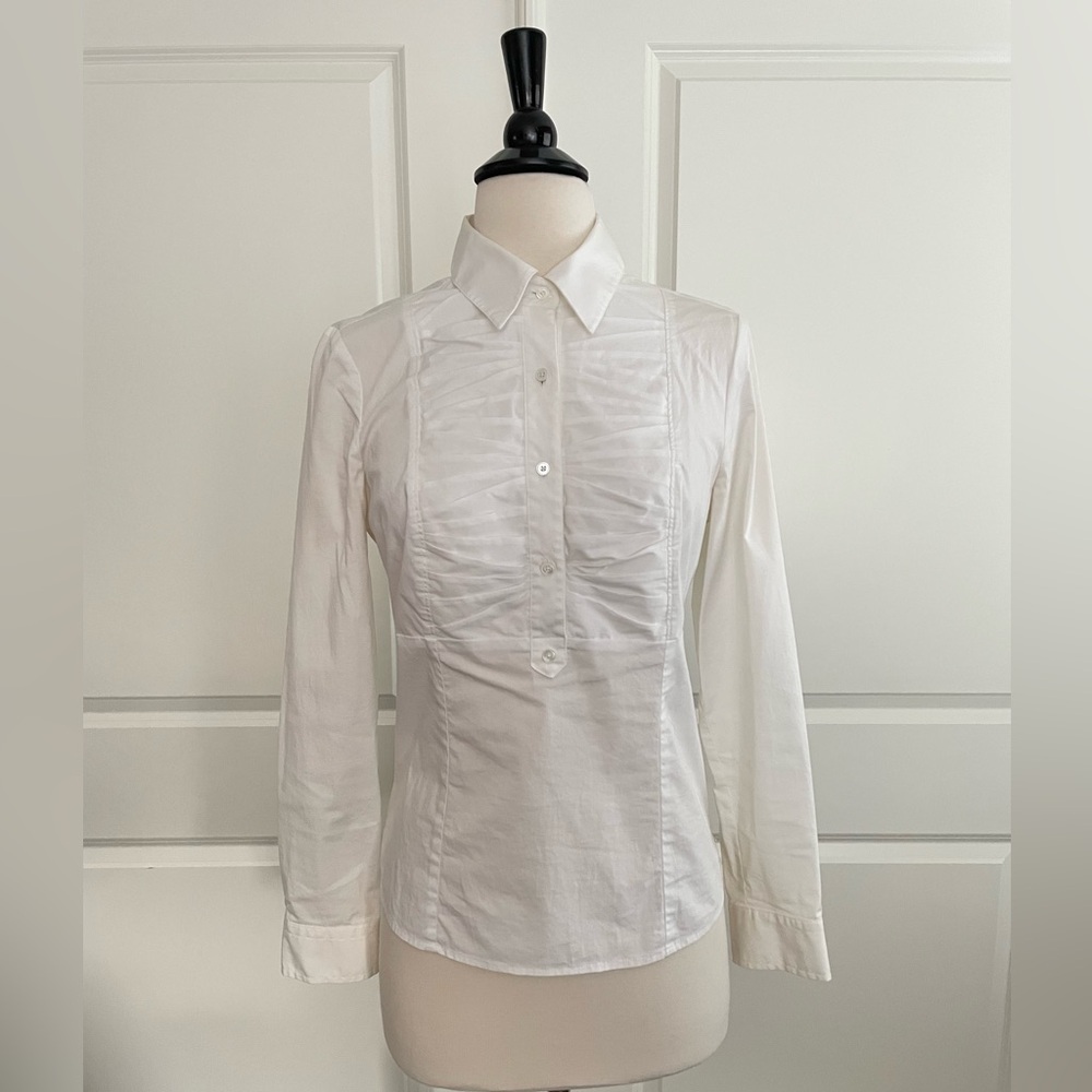 Ann Taylor White Women’s Blouse  / Shirt /Top / Button Up w side zip